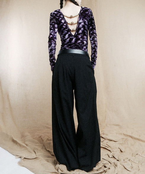 Beaded Low V-neck Hollow Jumpsuit